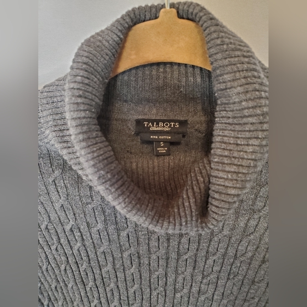 Talbots Grey Ribbed Turtleneck Sweater - Picture 4 of 10